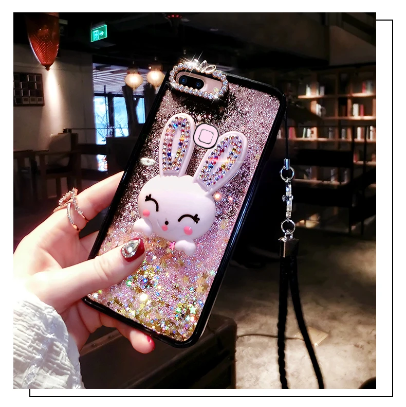Diamond чехол-Кролик для OPPO F9 Pro Cover Liquid мобильный чехол для телефона s для OPPO A73 A77 A79 A83 A9 F3 F5 F7 кронштейн, чехол для телефона