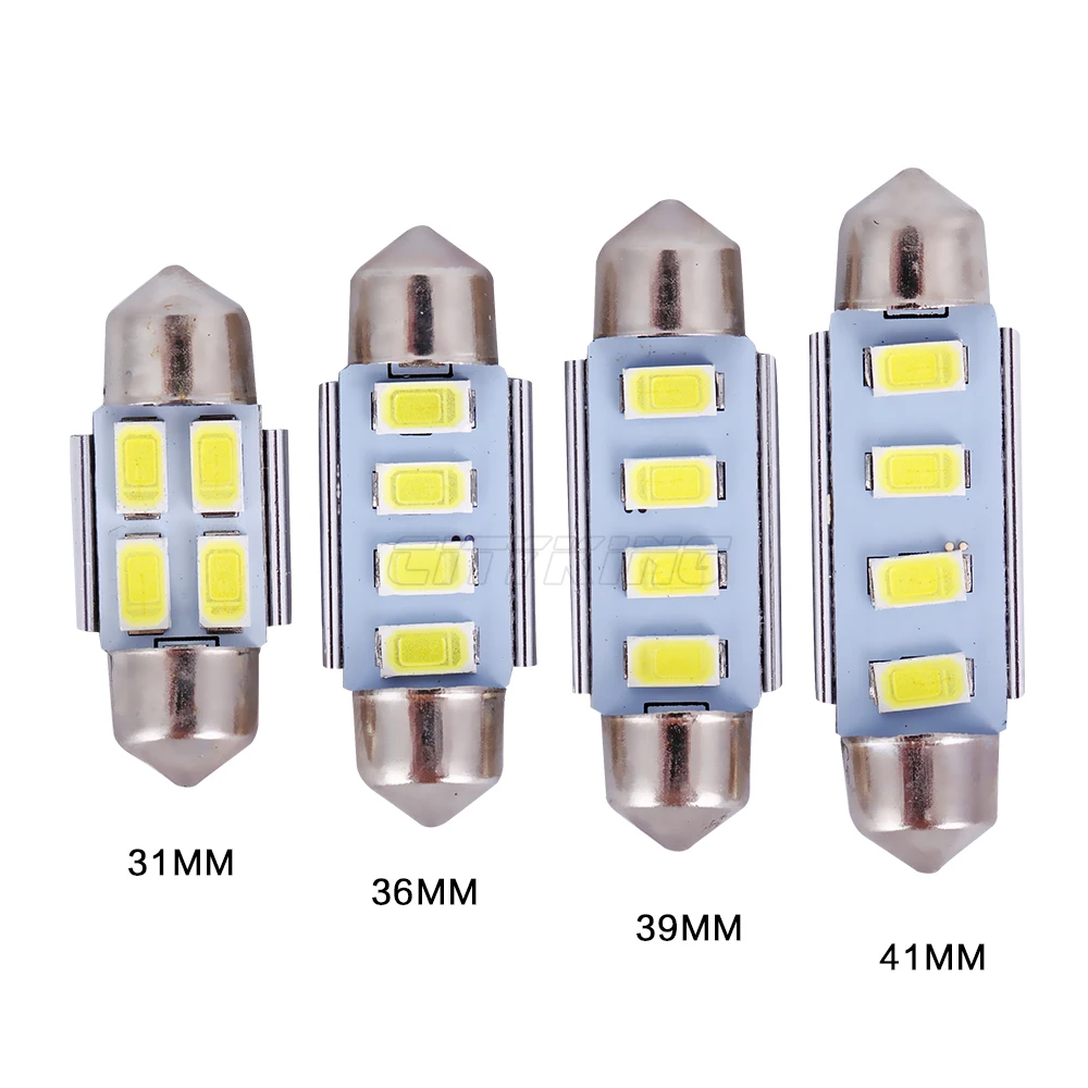 10 шт./лот festoon 4smd 31 мм 36 39 42 5630 5730 SMD LED Canbus без ошибок светодиодная купольная лампа