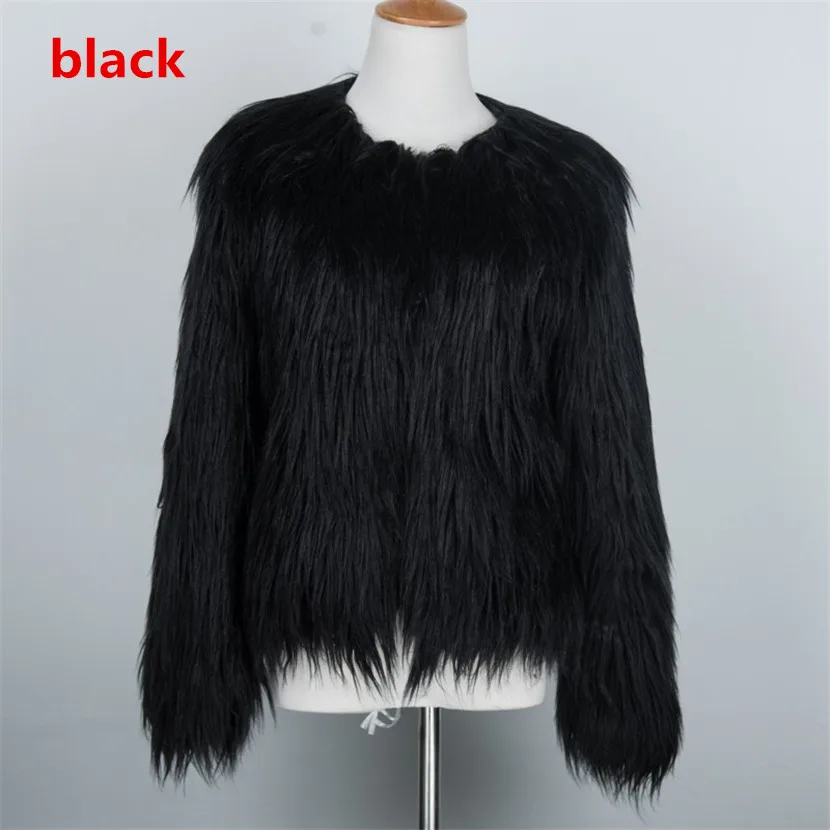 black faux fur coat 20 цветов размера плюс 4XL женские черные пушистые пальто из искусственного меха куртки белые пальто из искусственного меха женские зимние теплые пальто женская верхняя одежда - Цвет: black faux fur coat