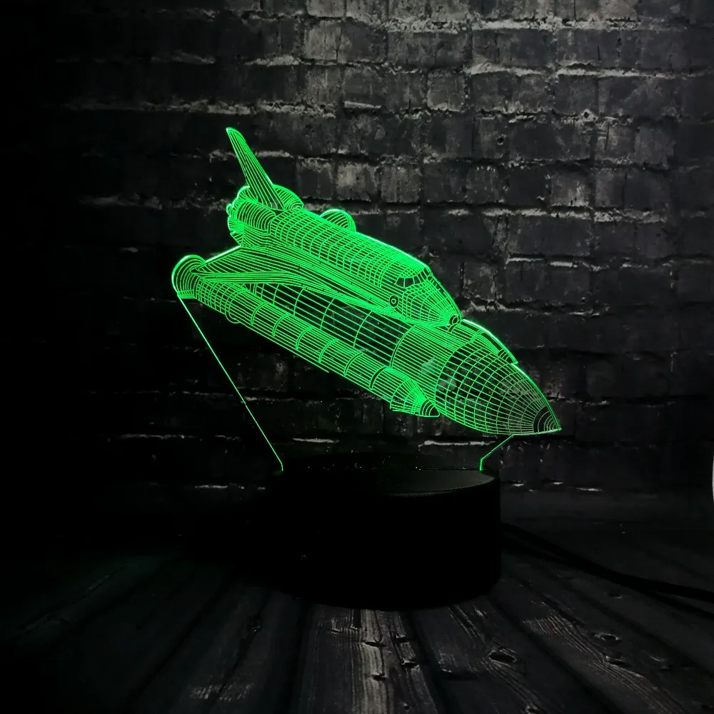 Rockets plane 3D LED ночник детское украшение USB лампа для сна в спальню 7 цветов Изменение
