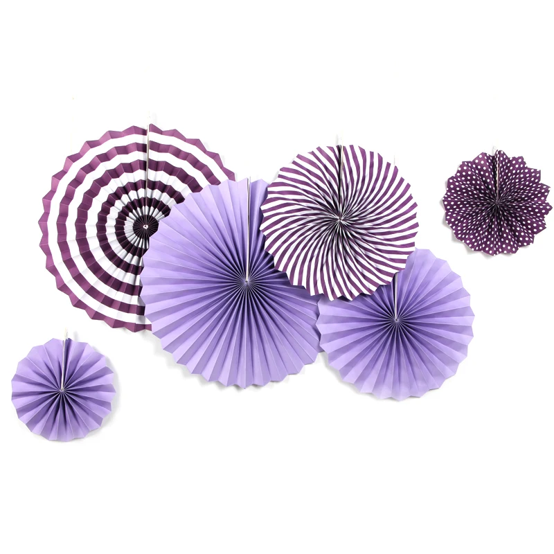6 шт./компл. фиолетовые бумажные вентиляторы розетки Pinwheels гирлянда поделки для