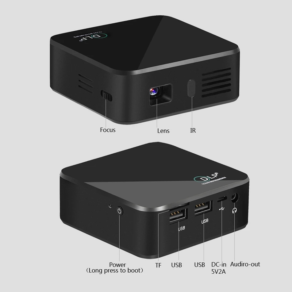 Wzatco CE05 проектор Smart Android 7.1.2 OS Портативный карманный мини HD Wi Fi светодио дный 1080 P DLP