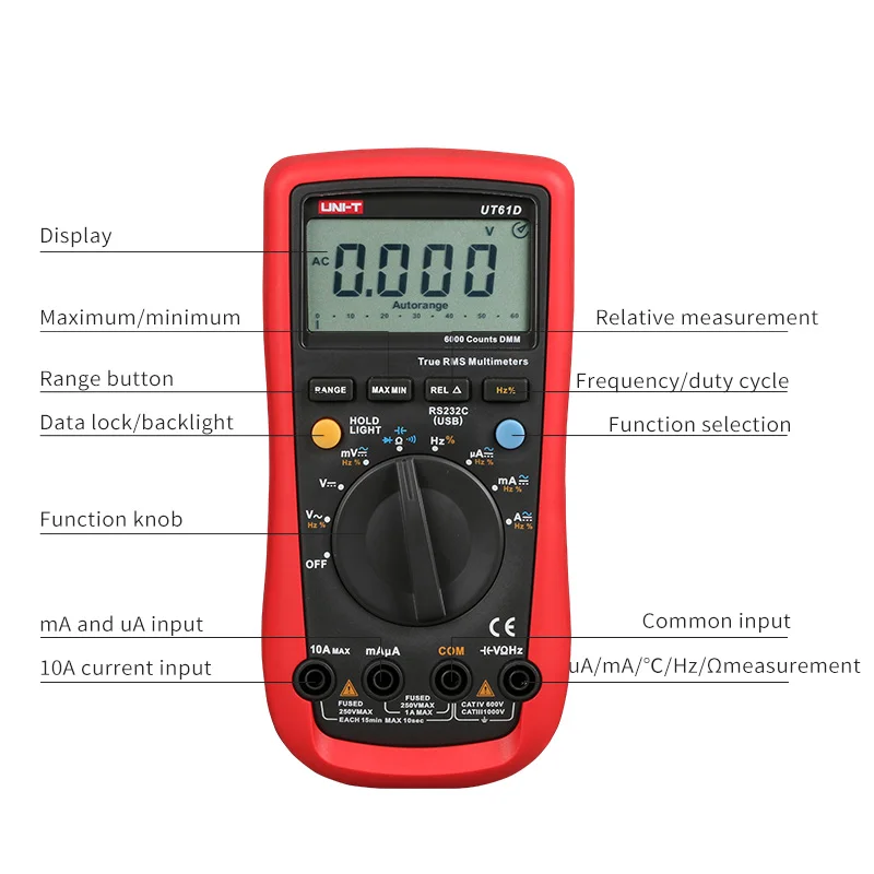 UNI T UT61A UT61B UT61C UT61D UT61E Цифровой мультиметр true rms AC DC Meter Программное обеспечение CD &