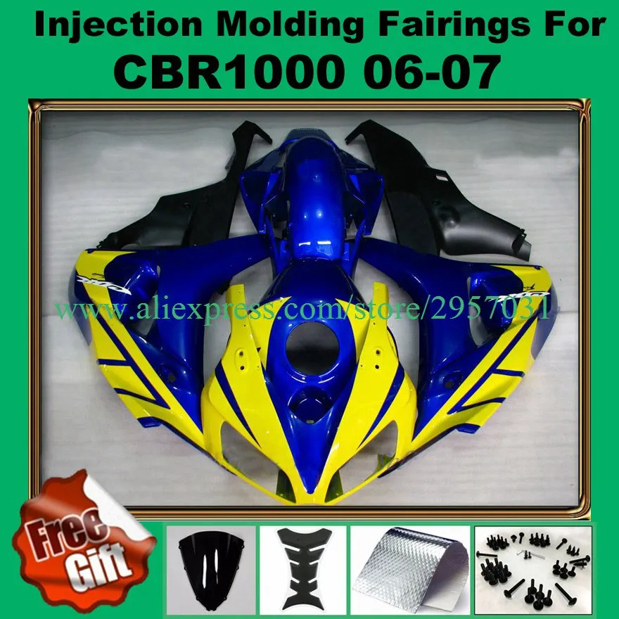 

Free screws+gifts Custom Injection molding fairings set for CBR 1000 RR 2006 2007 Blue Yellow T2355 CBR1000RR 06 07 CBR 1000RR