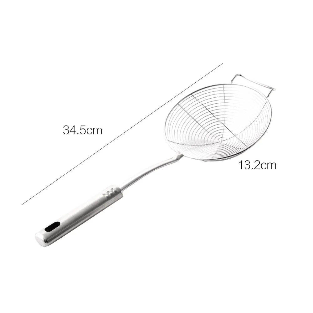 1PC Stainless Steel Kitchen Tools Hangable Oil Pot Strainer Ladle Skimmer Oval Fine Mesh For Food images - 6