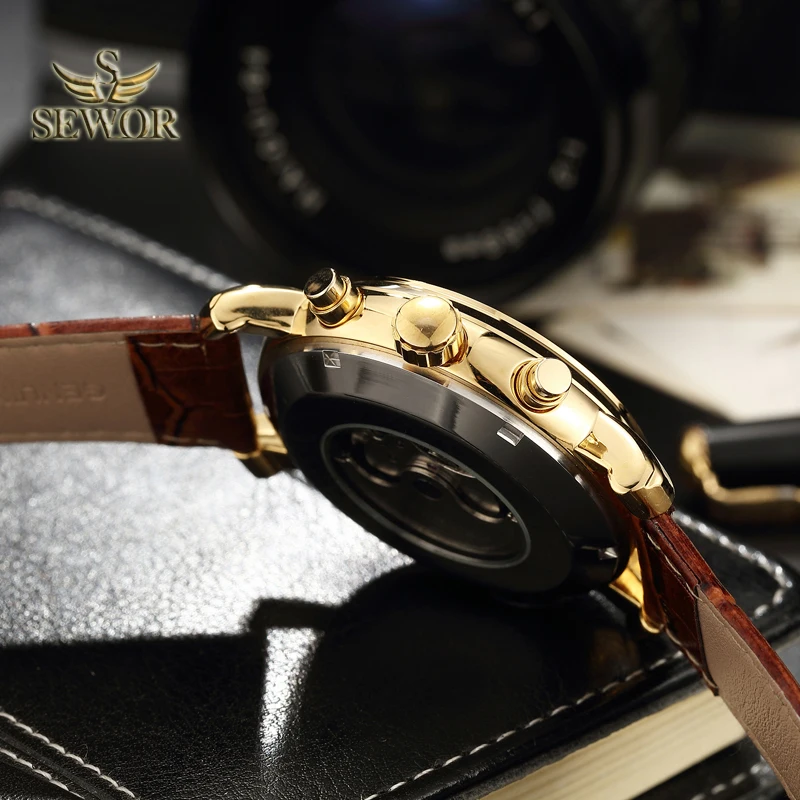 Часы мужские механические с кожаным ремешком автоматические C391|watch f|watch fashionwatch