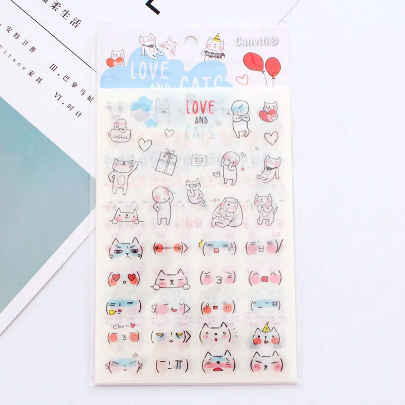 Joylong Kawaii стикер s скрапбукинга милый мультфильм кошка Набор стикеров эмоджи DIY