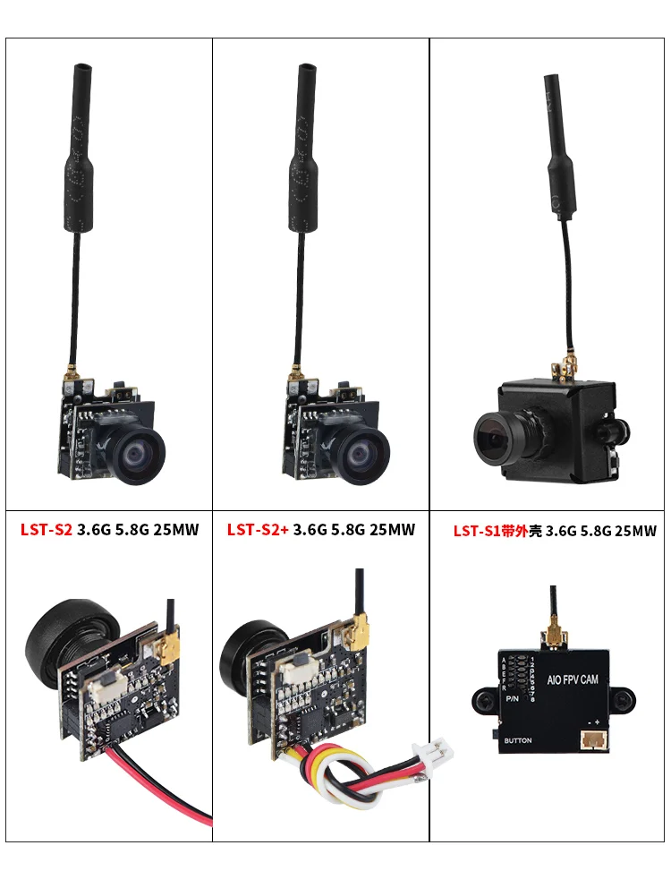 LST-S2+ 5,8G 25MW 40CH 800TVL передатчик FPV AIO микро камера FPV камера с OSD запчасти