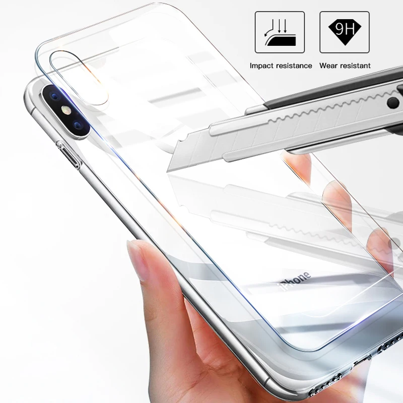 Переднее и заднее 2 шт. закаленное стекло для iPhone 8, 7, 6, 6S Plus, защита заднего экрана для iPhone X, XR, XS, Max, защитная пленка