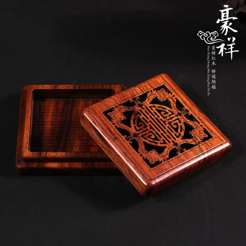 

Африканское розовое дерево, Квадратная тарелка из розового дерева, полые тарелки, помандра, деревянный монолитный ящик для благовоний