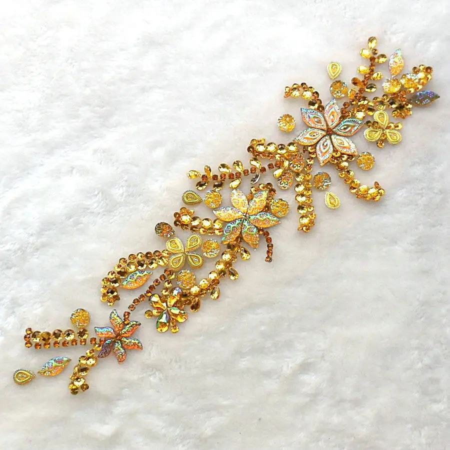 Bi.Dw.M Boutique Golden Appliques Hand-made Sew On Rhinestones Strass Stones Beaded Decoration Accessories for Dresses Costumes | Дом и сад