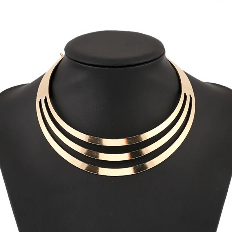 297 Gold Choker NK Горячая 3 слоя чокер ожерелье с цепочкой для женщин Изысканный Металл многослойный модный чокер ожерелье Мода чокер ювелирные изделия - Окраска металла: 297 Gold Choker NK