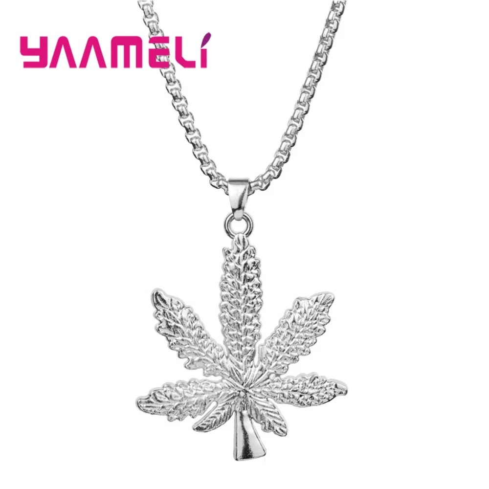 Ожерелье с кулоном в виде кленового листа длинная цепочка стиле панк хип-хоп