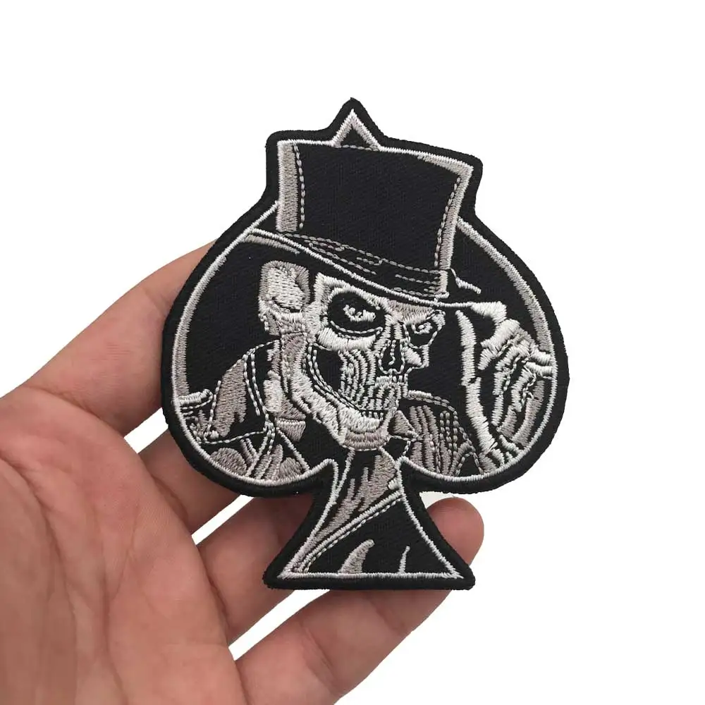 

poker A SKULL Embroidered punk biker Patches Clothes Stickers Apparel Accessories Badge