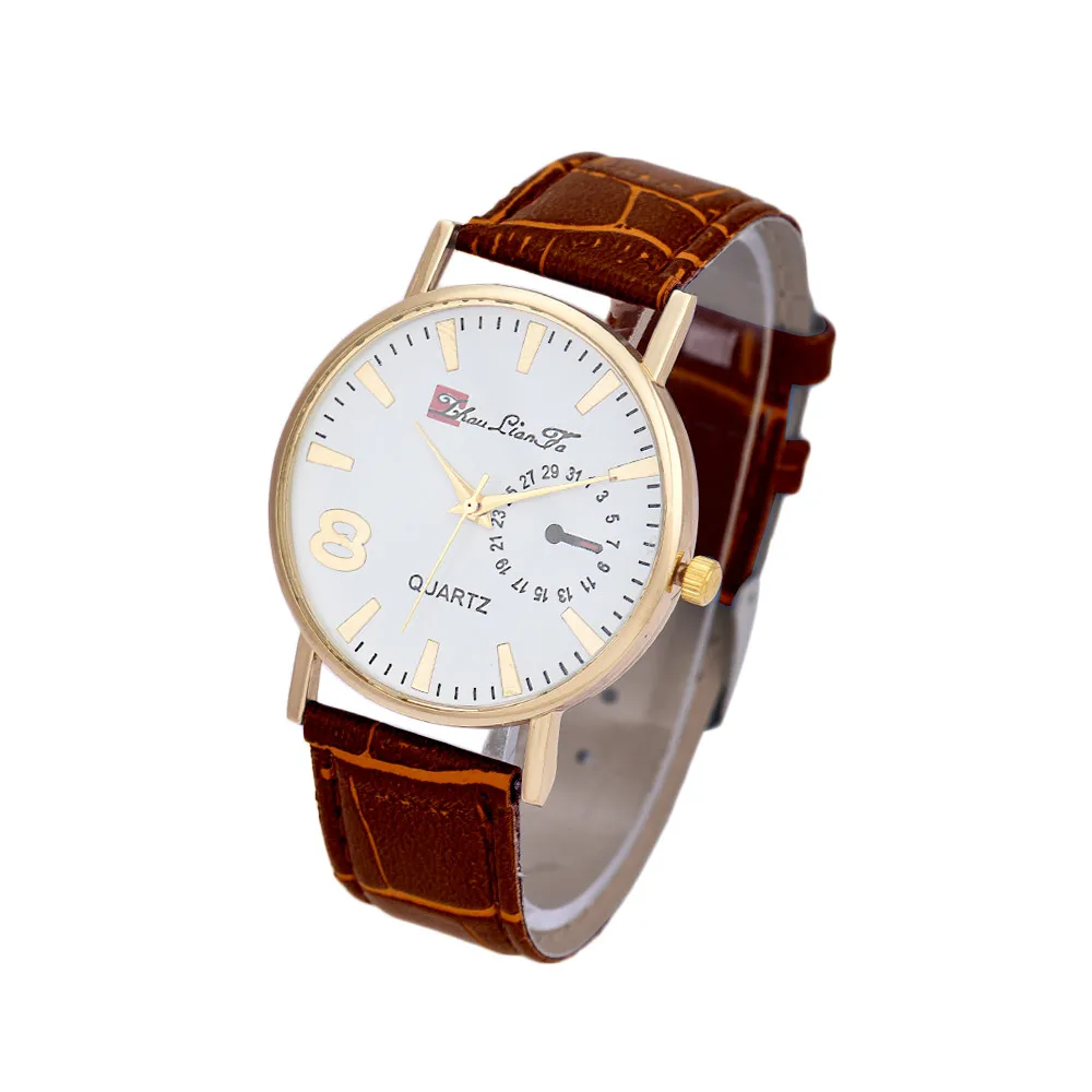2019 Модные Мужские Аналоговые кварцевые деловые наручные часы с кожаным ремешком