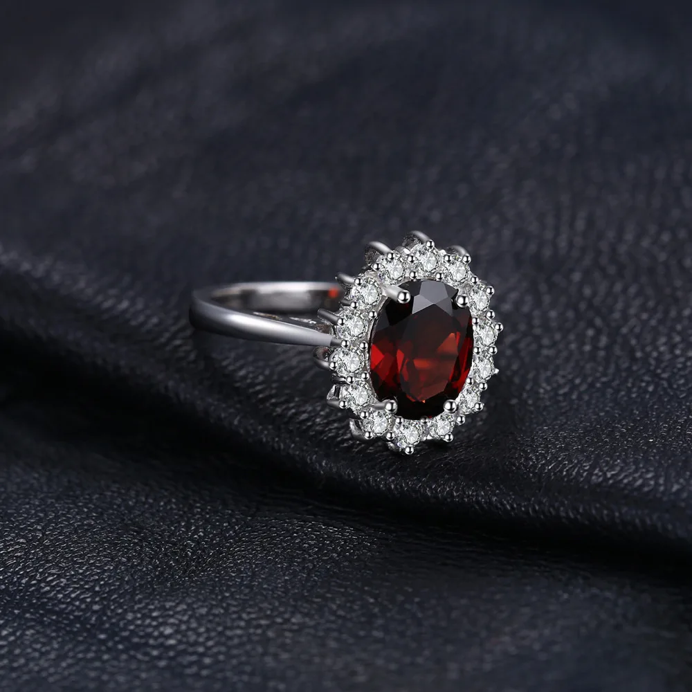JewelryPalace Кейт Принцесса Диана 2.5ct природный гранат Halo Обручение кольцо из