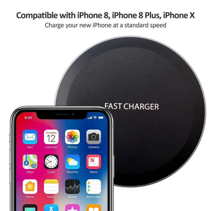 10W Qi Wireless Charger for iPhone X/XS Max XR 8 Plus Visible Element Charging pad base Samsung S9 S10+ Note 9 8|Зарядные