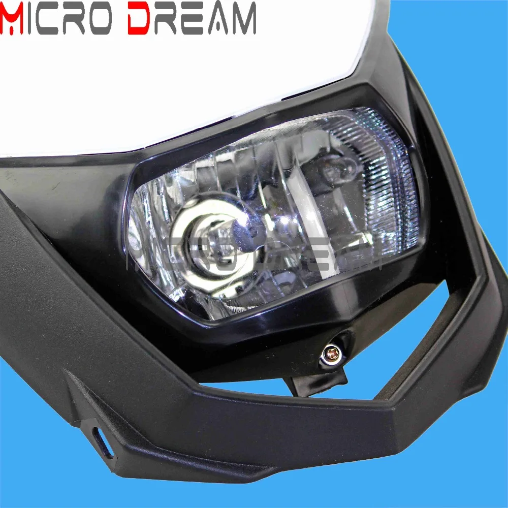 Мотокросс Белый головной светильник Enduro MX Универсальный H4 12V 35/35 Вт светодиодные