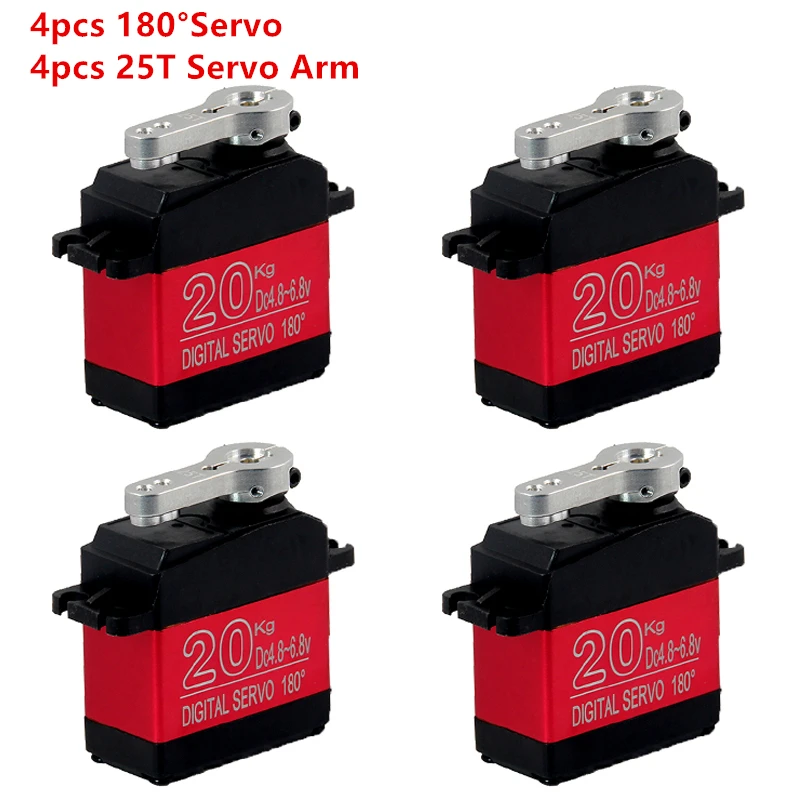 

Waterproof 4PCS DS3218 update RC servo 20KG 180 270 degrees full metal gear digital robot servo for cars RC toys