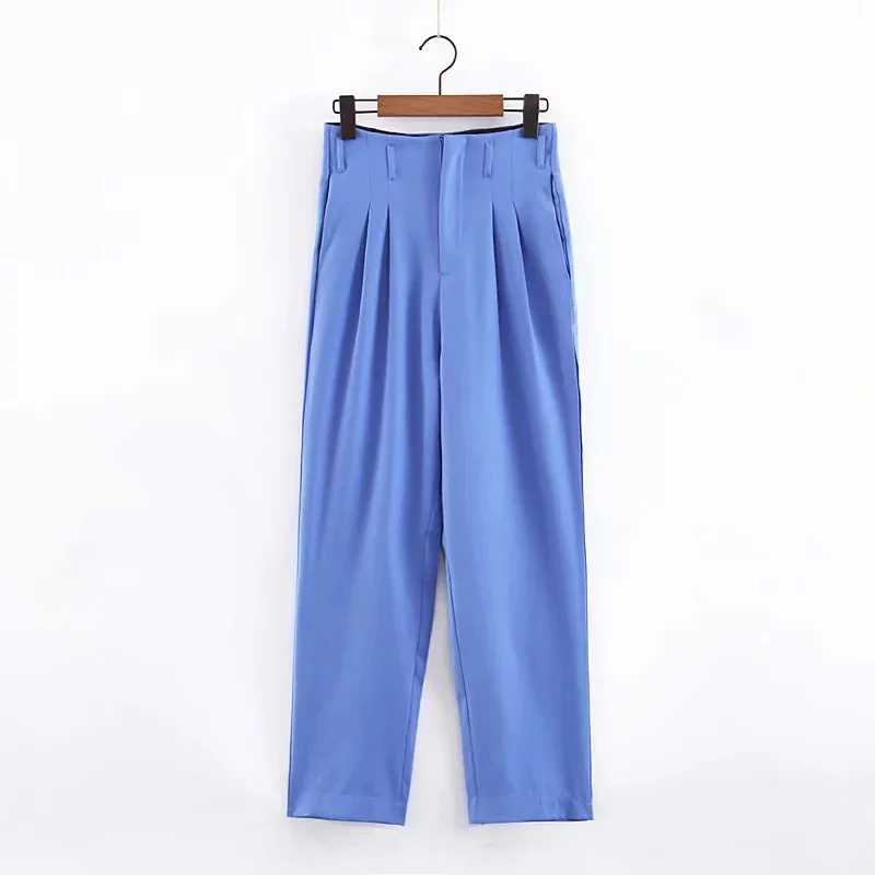 pants Модные синие женские костюмы, на одной пуговице, с зубцами, для офиса, для девушек, деловые костюмы, формальные, для офиса, Униформа, куртка+ штаны, комплект из 2 предметов - Цвет: pants