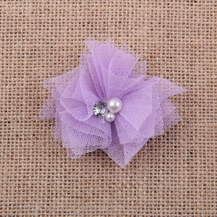 Nishine 10 шт. 6 5 см 16 цветов DIY мягкие шикарные сетчатые цветы для волос стразы + жемчуг