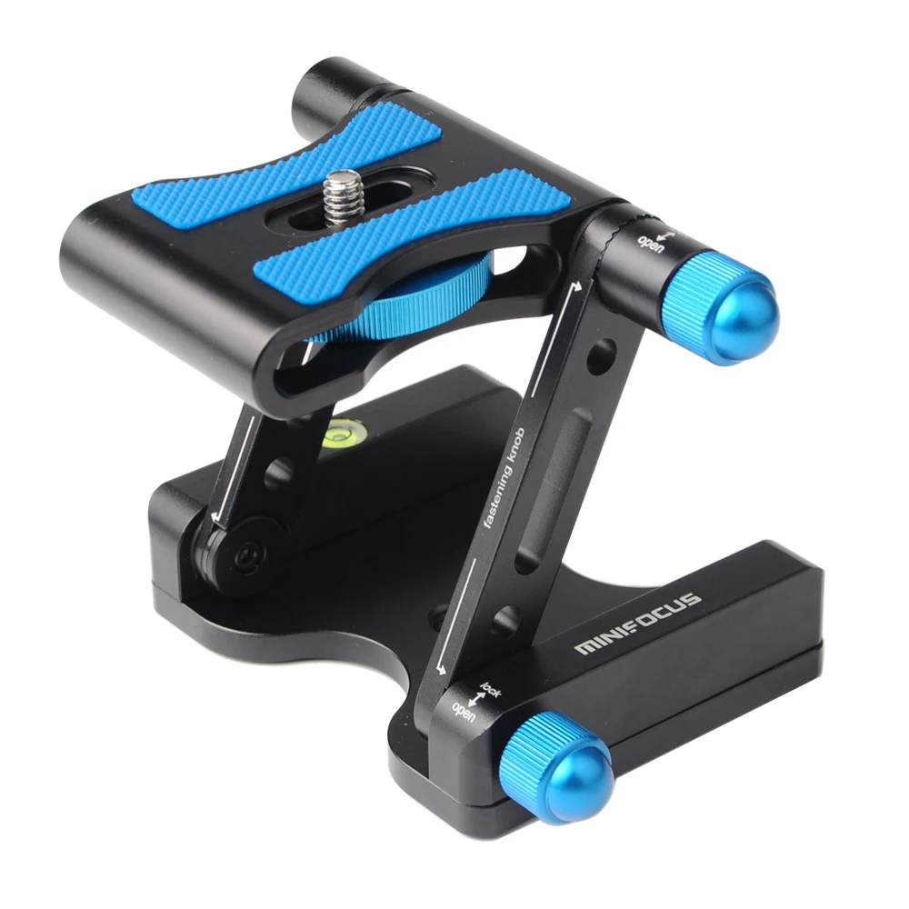 

MINIFOCUS Quick Release Plate Aluminum Folding Z Flex Tilt Head Camera Tripod Stabilizer Slide Rail Tilt Head with Geared knobs