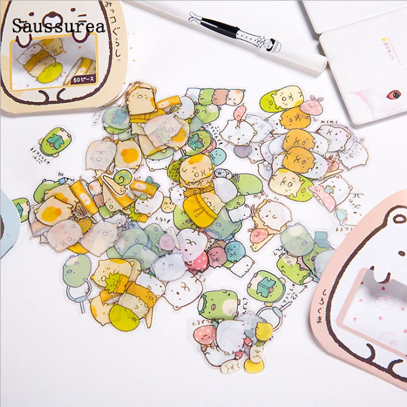 

Cute Transparent PVC Flat Diary Sticker Scrapbook DIY Sticker Label Sticker Decoration Bag Mobile Phone Escolar Papelaria