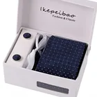 Набор мужских галстуков в горошек Ikepeibao, Классическая Подарочная коробка из полиэстера с запонками и зажимом