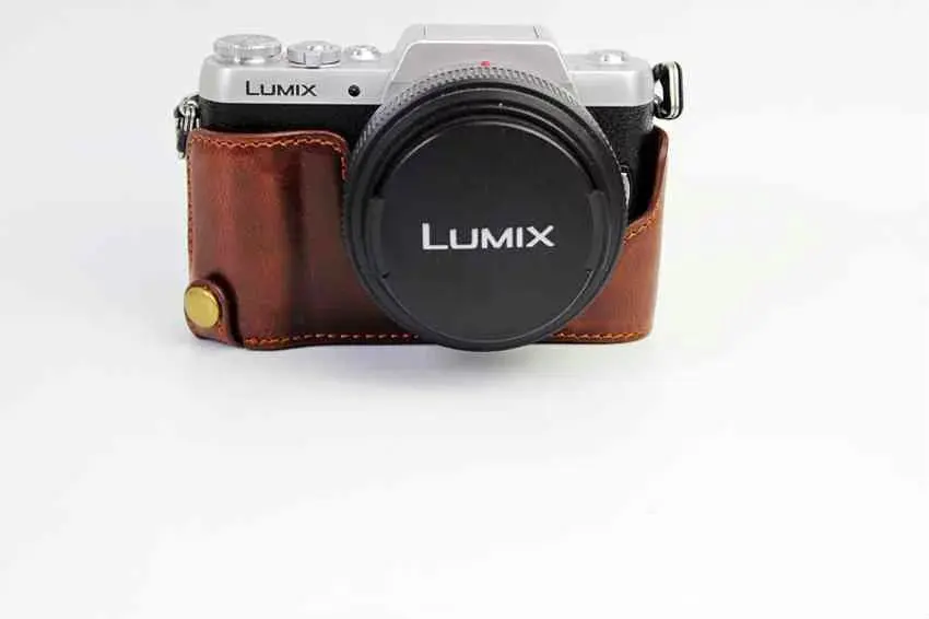 Цифровая Половина корпуса камеры кожаный чехол для Panasonic GF7 GF8 задняя крышка