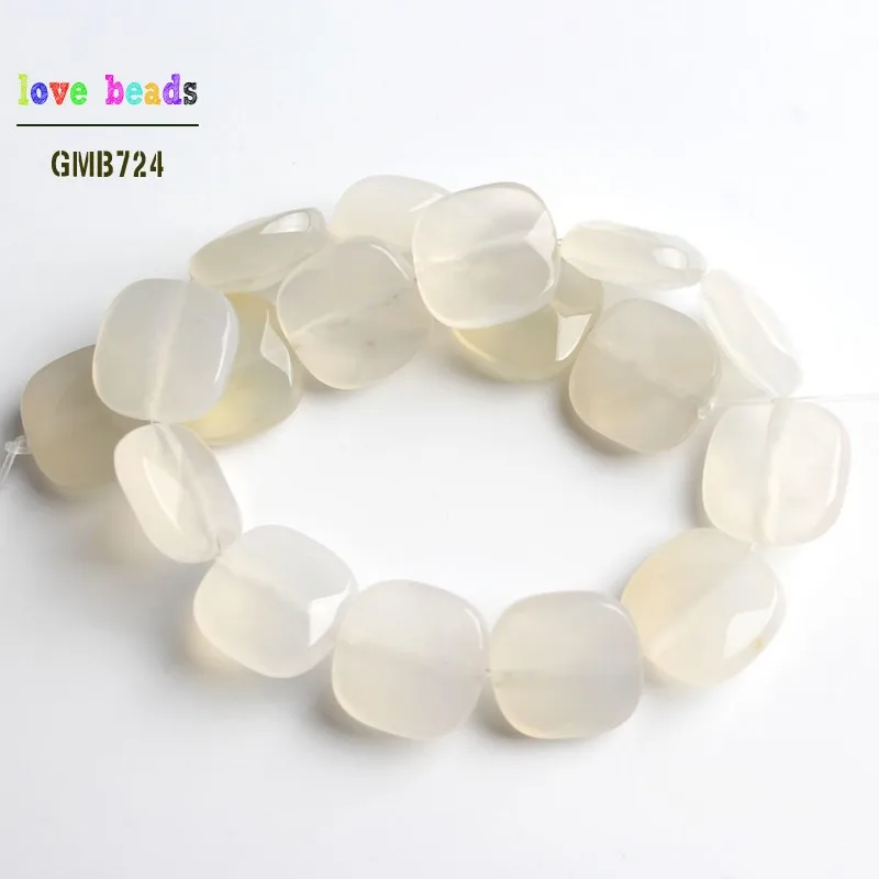 white agate 12*12 мм бусины из натурального камня граненые бирюзы Агаты Квадратные бусины для самостоятельного изготовления ювелирных изделий браслет 17 шт/прядь - Цвет: white agate