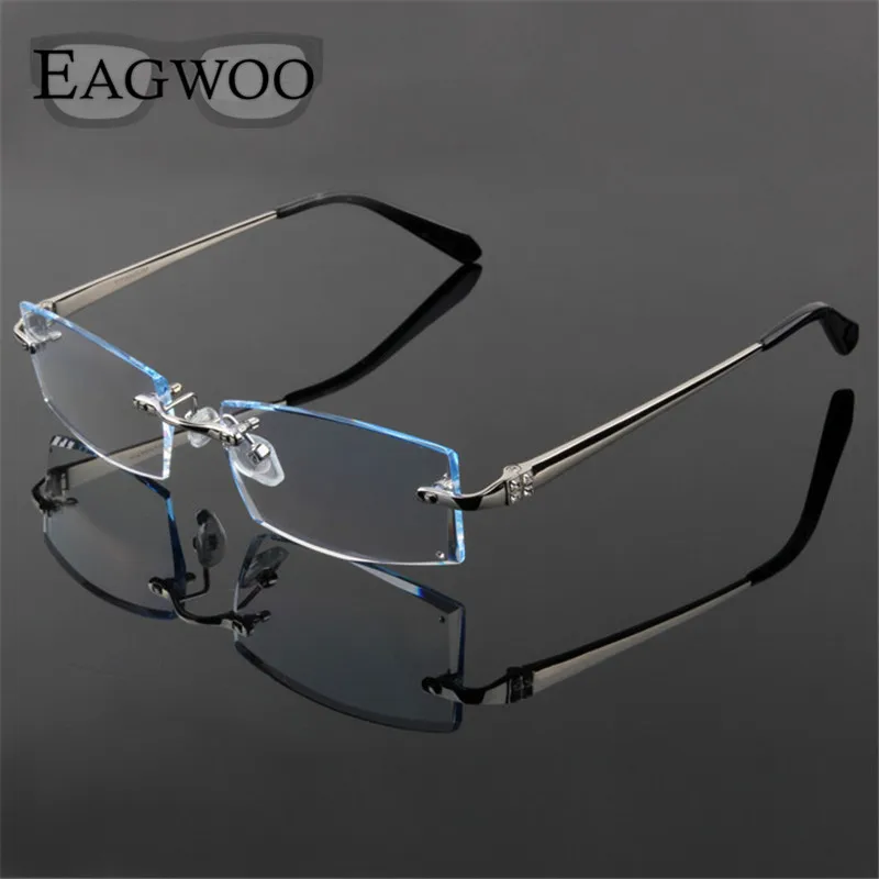 Pure Titanium Eyeglasses Men Rimless Prescription Reading Myopia Photochromic Glasses Big Wide Spectacle Framless Eyewear 2009