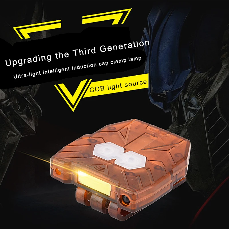 COB светодиодный индукционный головной убор с зажимом, фары для рыбалки, сенсорный датчик, налобный фонарь с зарядкой через usb, Головной фонарь с зажимом, Головной фонарь