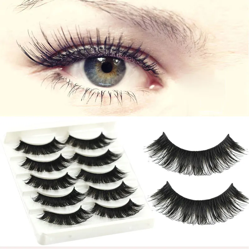 5 пар натуральных длинных накладных ресниц ручной работы Толстые Накладные