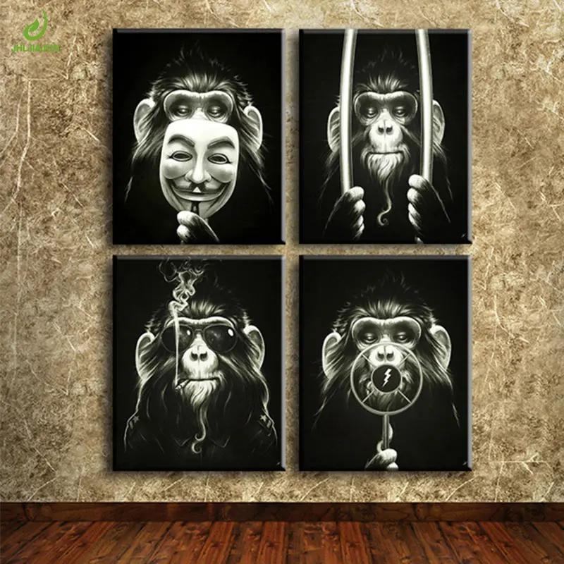 4 Панельный современный холст Нордическая картина модульного печатающего изображения единорога HD Печать набор для декорации дома спальни гостиная декорация.