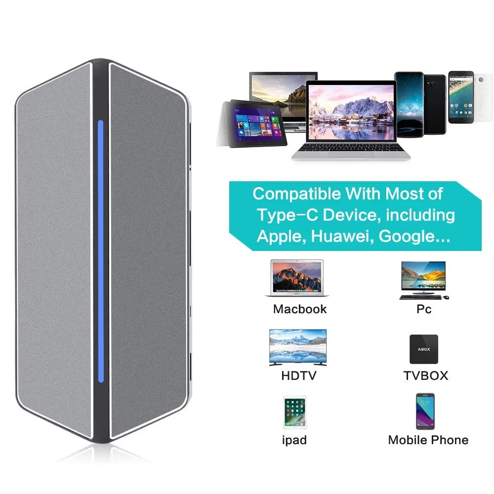 USB-C концентратора 8 в 1 многопортовый Тип C адаптер с HDMI VGA Выход USB 3.0 и 3.5 мм аудио JACK