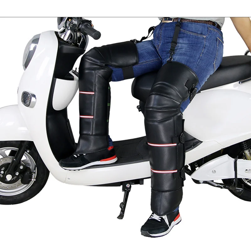 

2 Pcs PU Leather Waterproof Kneepad Winter Keep Warm Motorcycle Rider Knee Protective Pads MC889