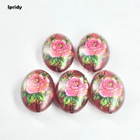 ipridy color amythist japan painting vintage japanese drawing beads oval the bottom of color flower pattern 20x29mm 5pcs lot