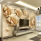 Пользовательские Настенные обои Европейский стиль ювелирные изделия цветы фото обои для гостиной самоклеющиеся водонепроницаемые наклейки домашний декор