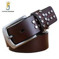 fajarina unisex fashion leisure rivet punk quality genuine leather belts retro style cow skin unique design cow belt n17fj150