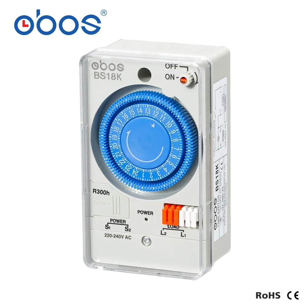 

OBOS 50/60Hz 220V timer switch mechanical 24 hours time switch with 48 times on/off per day time setting range 30 min