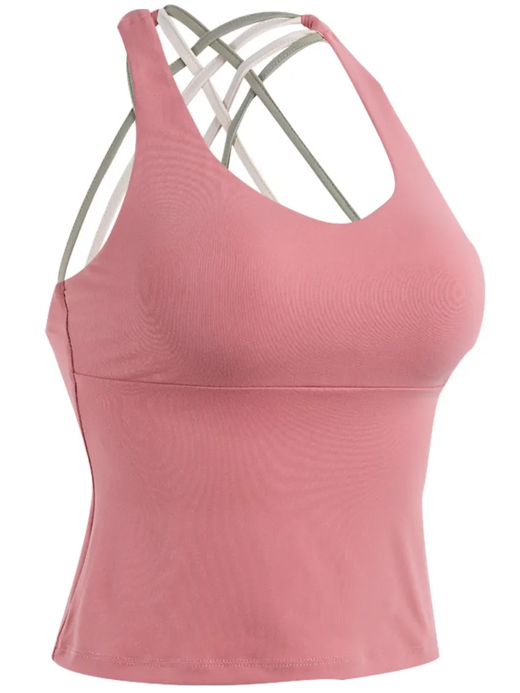 New Sexy Women Chest pad Sleeveless Sports Vest Women Running Fitness Vest Quick-Drying Breathable Yoga Top Sports Shirt