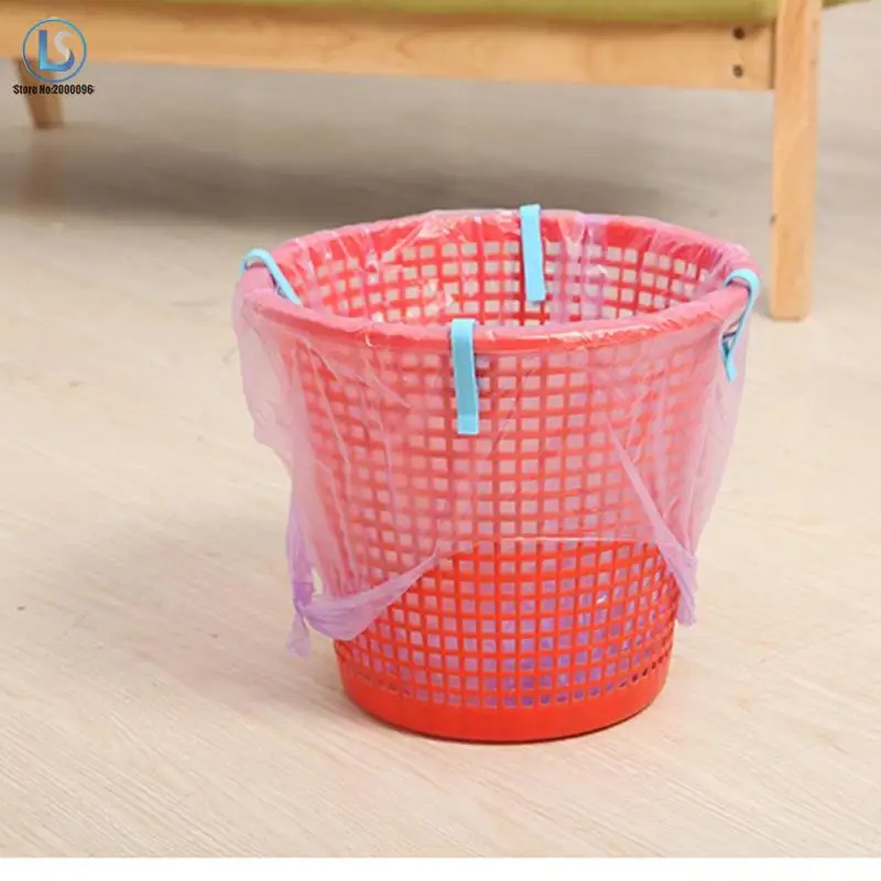 100Pcs/Lot Practical Trash Can Waste Basket Garbage Bin Clamp Anti-Slip Fixation Clip Rubbish Bag Holder A546 | Дом и сад