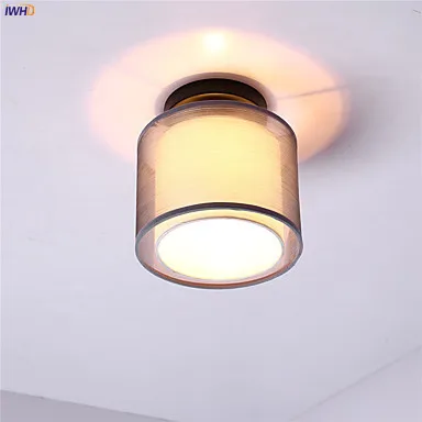 

IWHD Chinese LED Ceiling Lights Fixtures Hallway BFlush Mount Fabic Modern Ceiling Lamp Home Lighting Lamparas De Techo