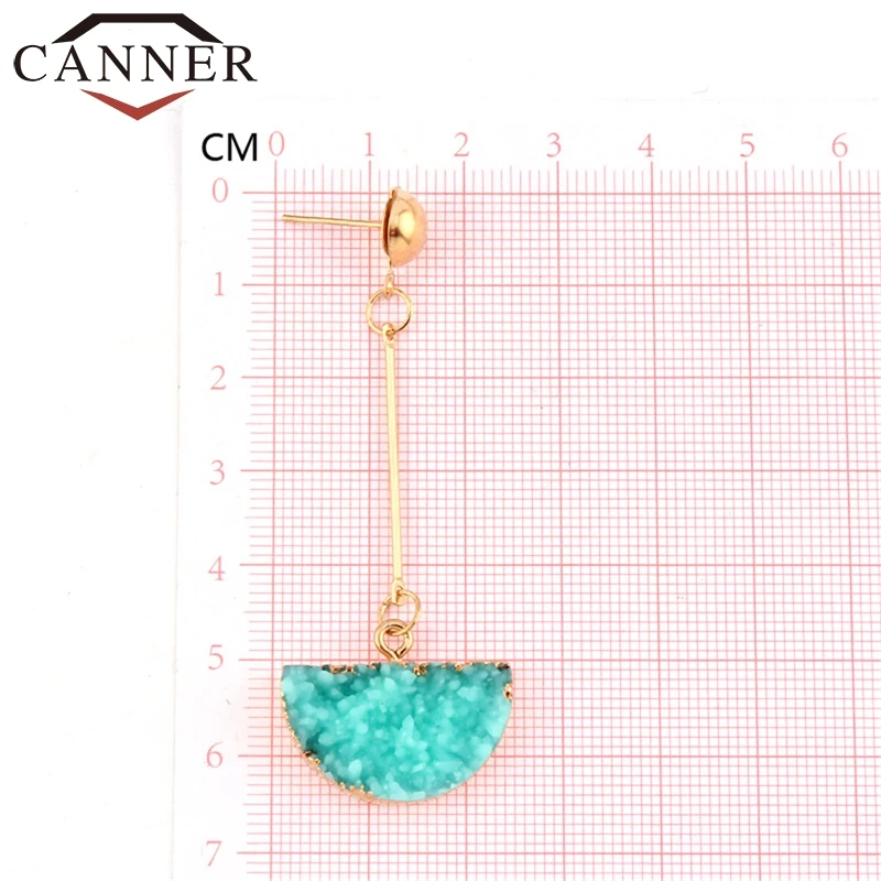 CANNER Модные Красочные камни полукруг модные серьги в форме капель богемные