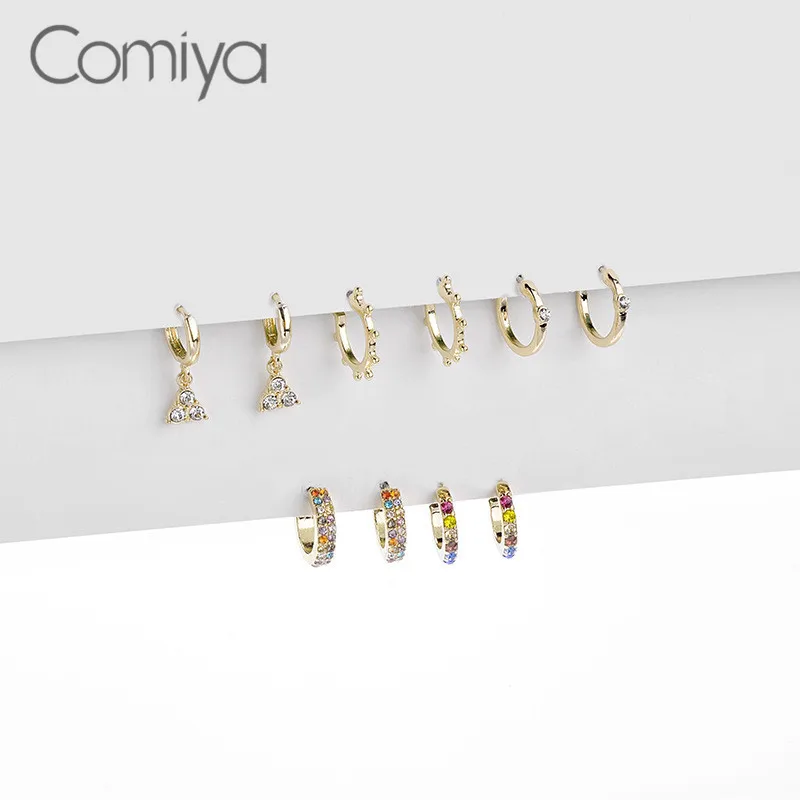 Массивные серьги Comiya, золотой цвет, цинковый сплав, стразы, мозаика, серьги-гвоздики, набор для женщин, элегантные, опт, Aretes De Mujer