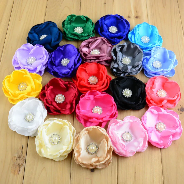 100 шт./лот Детская Красивая повязка на голову с 4 слоями цветов и жемчугом 3 54 дюйма