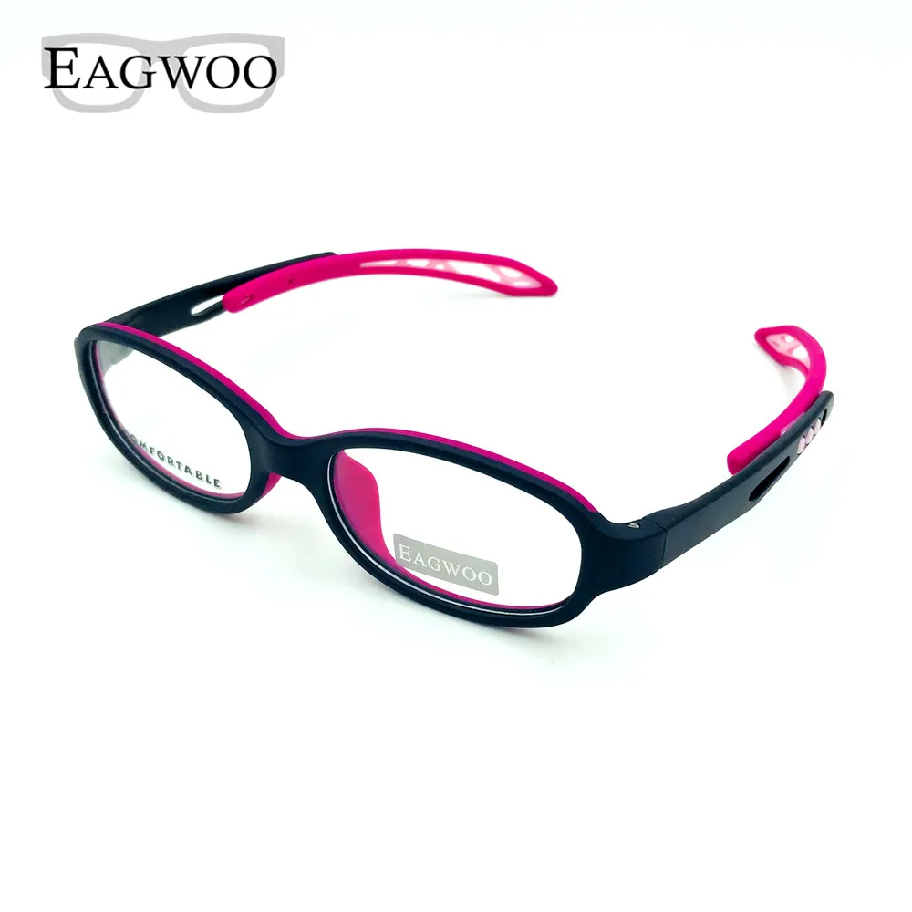 Rose Pink EAGWOO Мягкие силиконовые очки, детская оптическая оправа, простые очки для мальчиков и девочек, регулируемые очки по рецепту, оправа 100 - Цвет оправы: Rose Pink