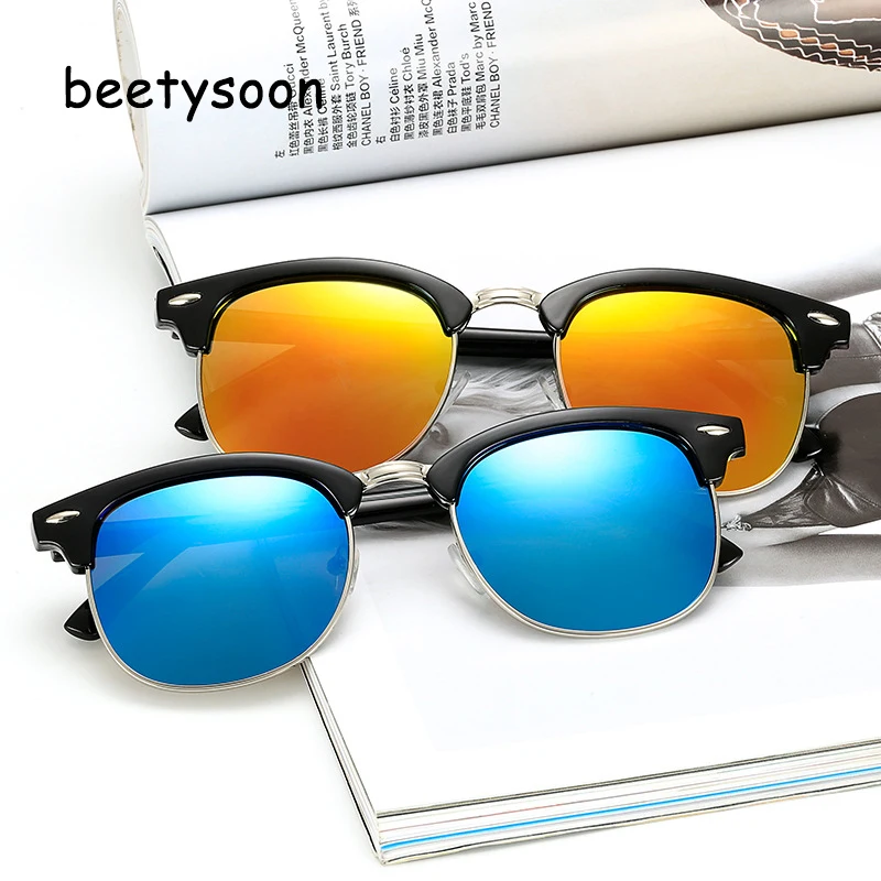 BeetySoon 2018 классические Для мужчин половина Frame солнцезащитные очки Мода Круглый