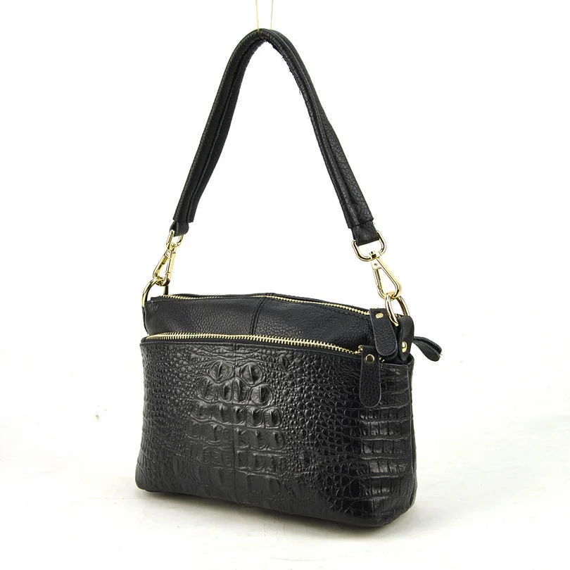Женская маленькая сумка через плечо из натуральной кожи с крокодиловым узором
