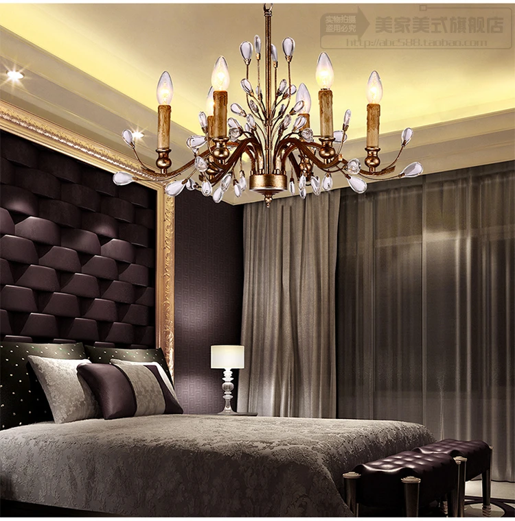 Американская деревенская железная хрустальная люстра Французский античный